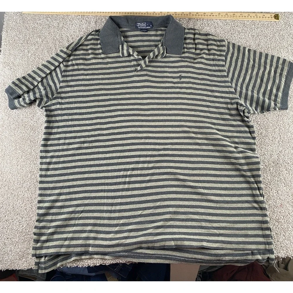 Polo Ralph Lauren Green Striped Polo Mens 2XB Preppy Soft Cotton Pony Casual